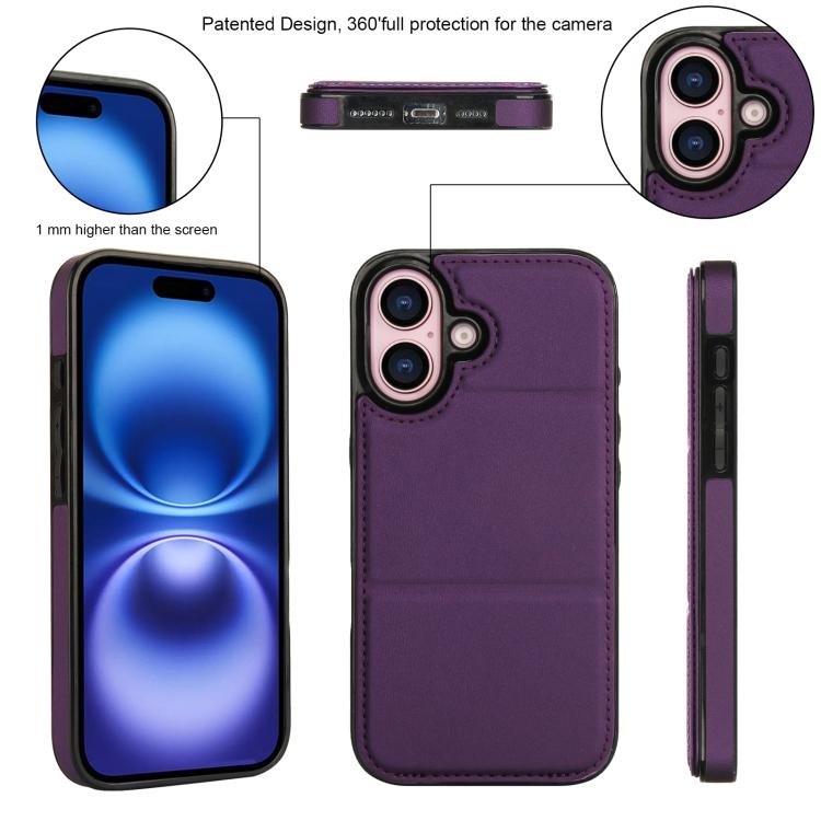 For iPhone 16 Tri-fold Holder Leather Phone Case with Card Slot