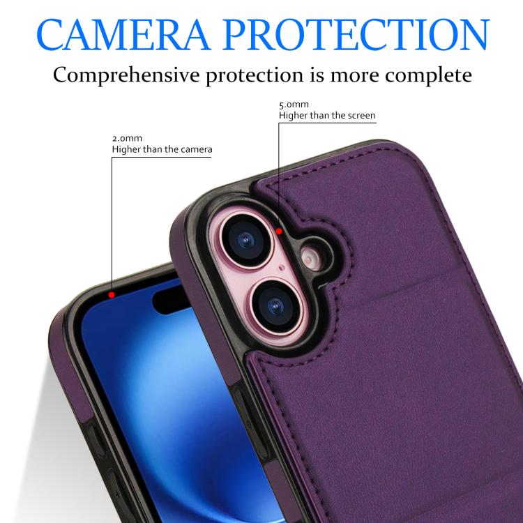 For iPhone 16 Tri-fold Holder Leather Phone Case with Card Slot