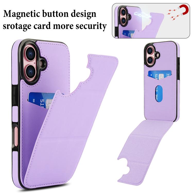 For iPhone 16 Tri-fold Holder Leather Phone Case with Card Slot