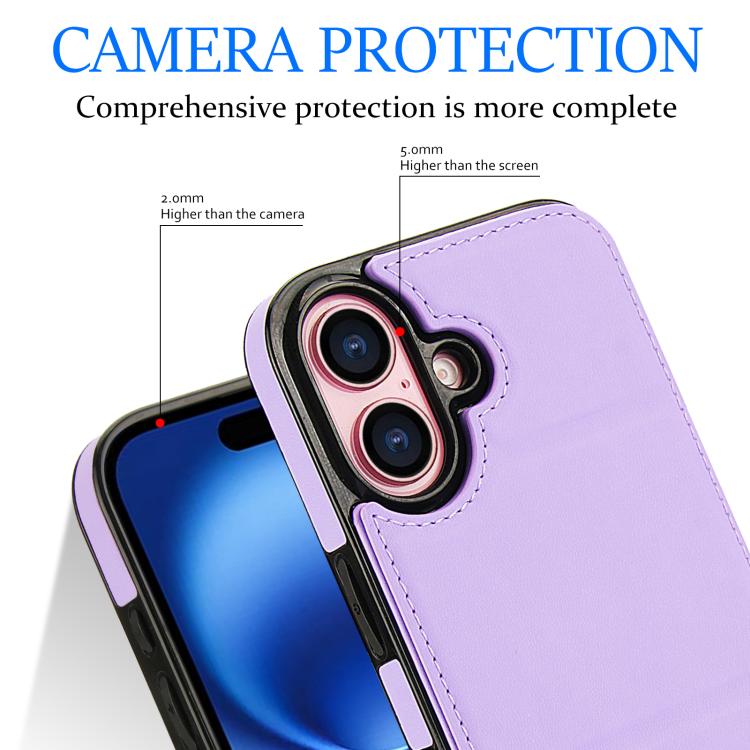 For iPhone 16 Tri-fold Holder Leather Phone Case with Card Slot