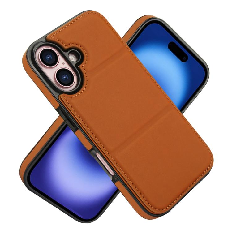 For iPhone 16 Tri-fold Holder Leather Phone Case with Card Slot