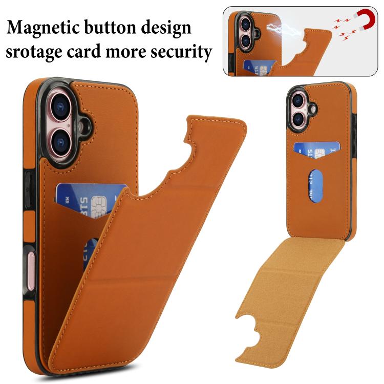 For iPhone 16 Tri-fold Holder Leather Phone Case with Card Slot