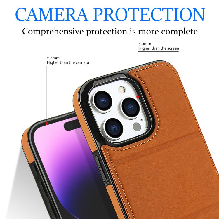 For iPhone 15 Pro Max Tri-fold Holder Leather Phone Case with Card Slot