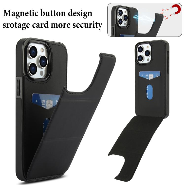 For iPhone 15 Pro Tri-fold Holder Leather Phone Case with Card Slot