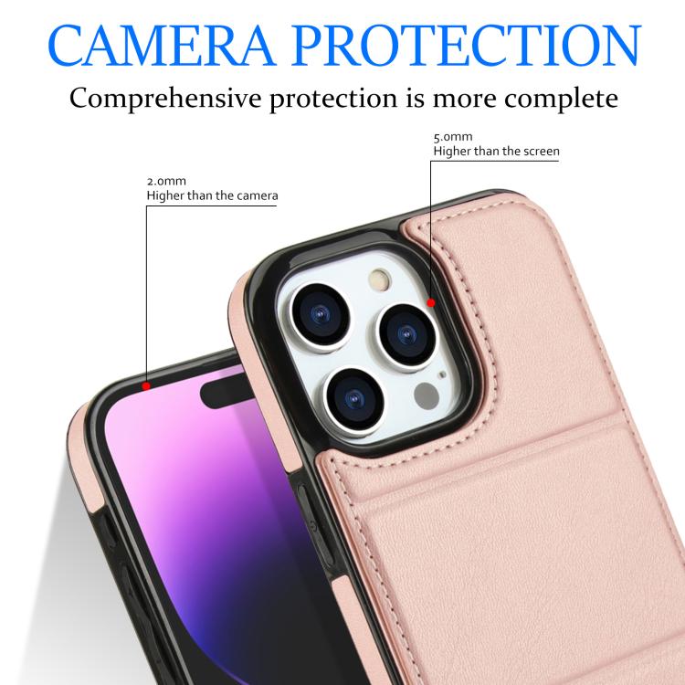 For iPhone 15 Pro Tri-fold Holder Leather Phone Case with Card Slot