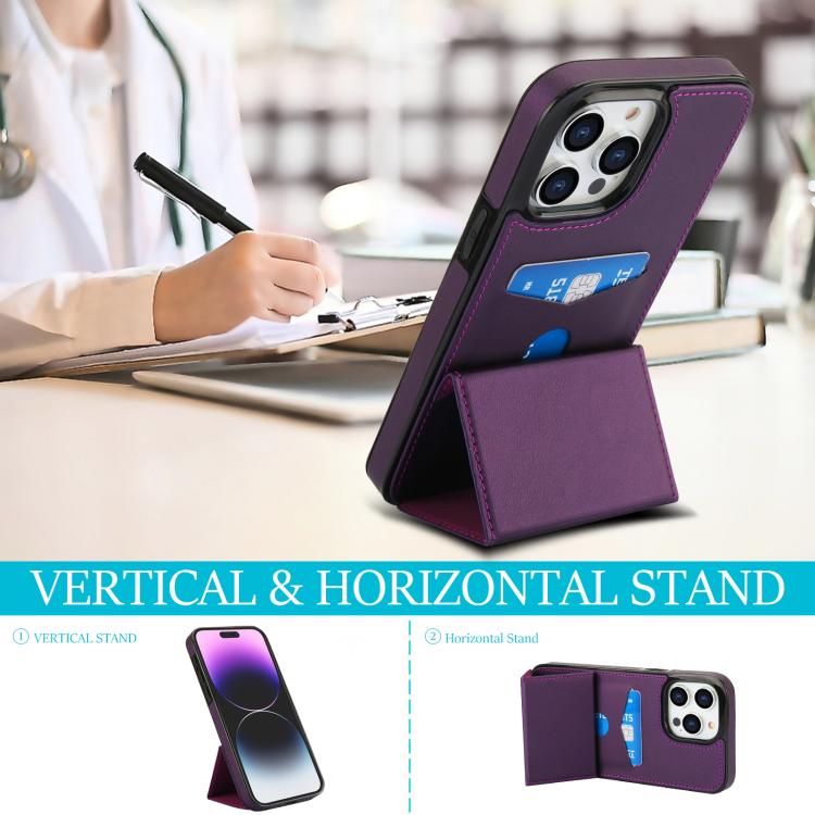 For iPhone 15 Pro Tri-fold Holder Leather Phone Case with Card Slot