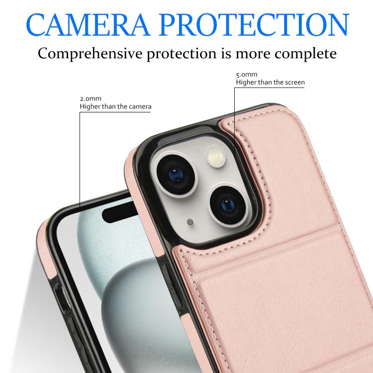 For iPhone 15 Plus Tri-fold Holder Leather Phone Case with Card Slot
