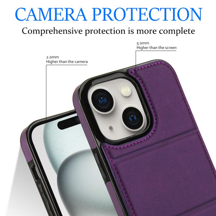 For iPhone 15 Plus Tri-fold Holder Leather Phone Case with Card Slot