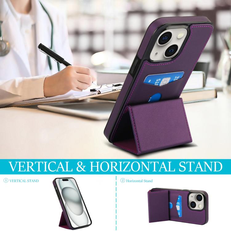 For iPhone 15 Plus Tri-fold Holder Leather Phone Case with Card Slot