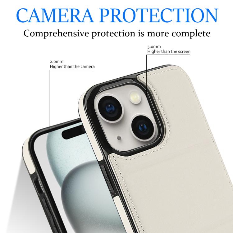 For iPhone 15 Tri-fold Holder Leather Phone Case with Card Slot