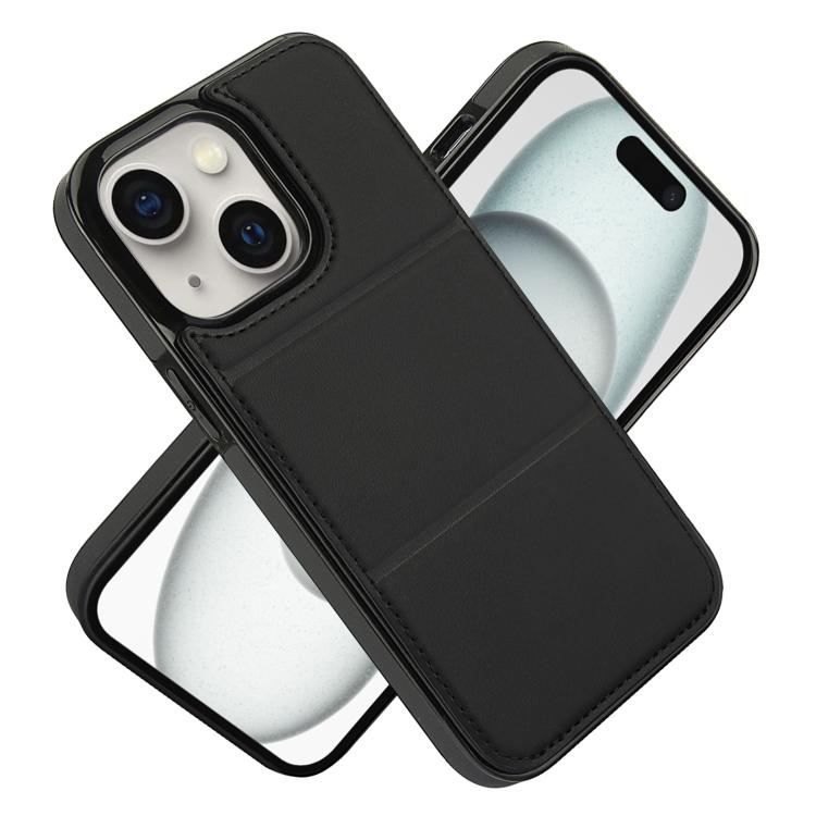For iPhone 15 Tri-fold Holder Leather Phone Case with Card Slot