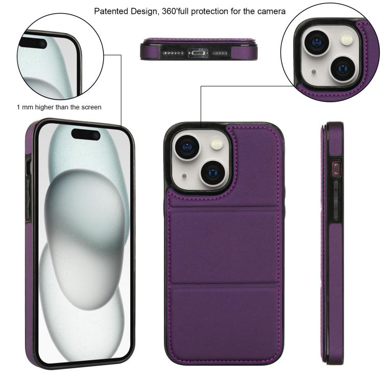 For iPhone 15 Tri-fold Holder Leather Phone Case with Card Slot