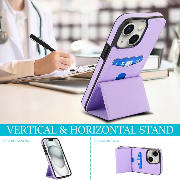 For iPhone 15 Tri-fold Holder Leather Phone Case with Card Slot