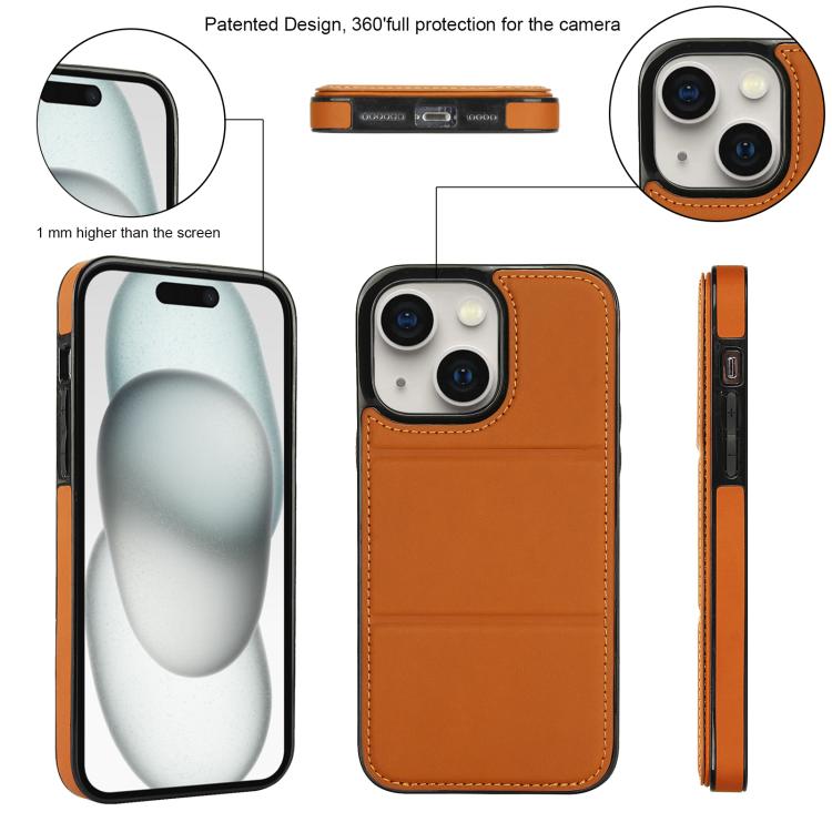 For iPhone 15 Tri-fold Holder Leather Phone Case with Card Slot