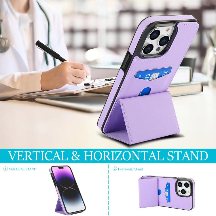 For iPhone 14 Pro Tri-fold Holder Leather Phone Case with Card Slot