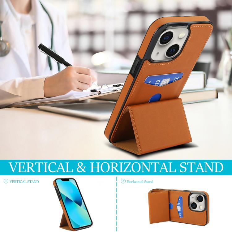 For iPhone 14 Plus Tri-fold Holder Leather Phone Case with Card Slot
