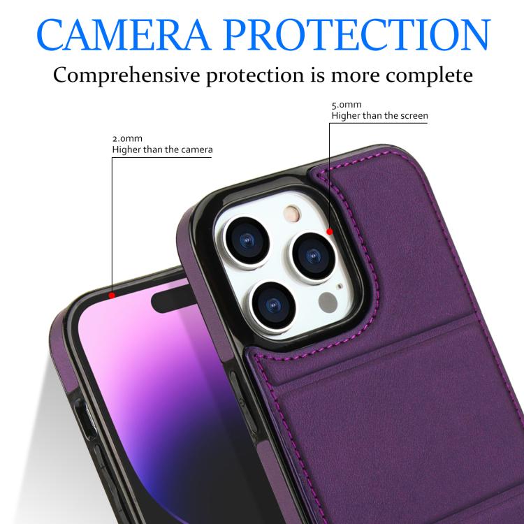 For iPhone 13 Pro Max Tri-fold Holder Leather Phone Case with Card Slot
