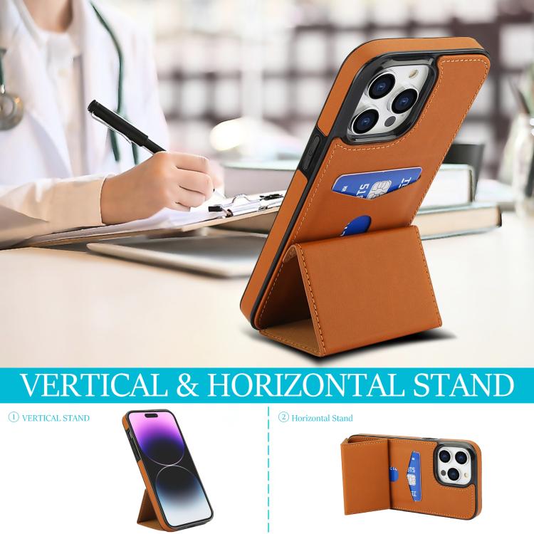 For iPhone 13 Pro Max Tri-fold Holder Leather Phone Case with Card Slot