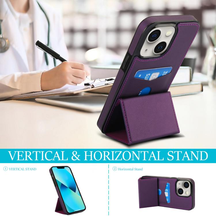 For iPhone 13 Tri-fold Holder Leather Phone Case with Card Slot