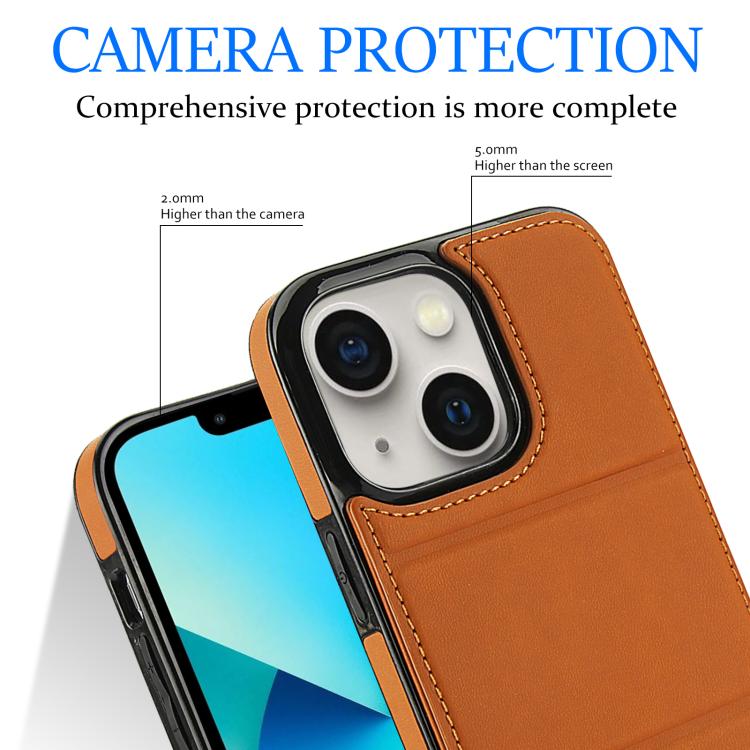 For iPhone 13 Tri-fold Holder Leather Phone Case with Card Slot