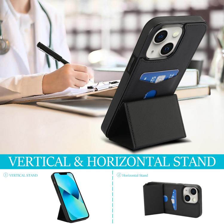 For iPhone 13 mini Tri-fold Holder Leather Phone Case with Card Slot