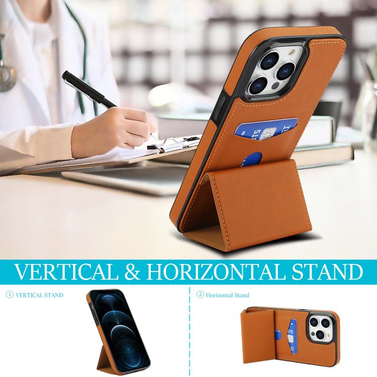 For iPhone 12 Pro Max Tri-fold Holder Leather Phone Case with Card Slot