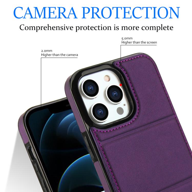 For iPhone 12 Pro Tri-fold Holder Leather Phone Case with Card Slot