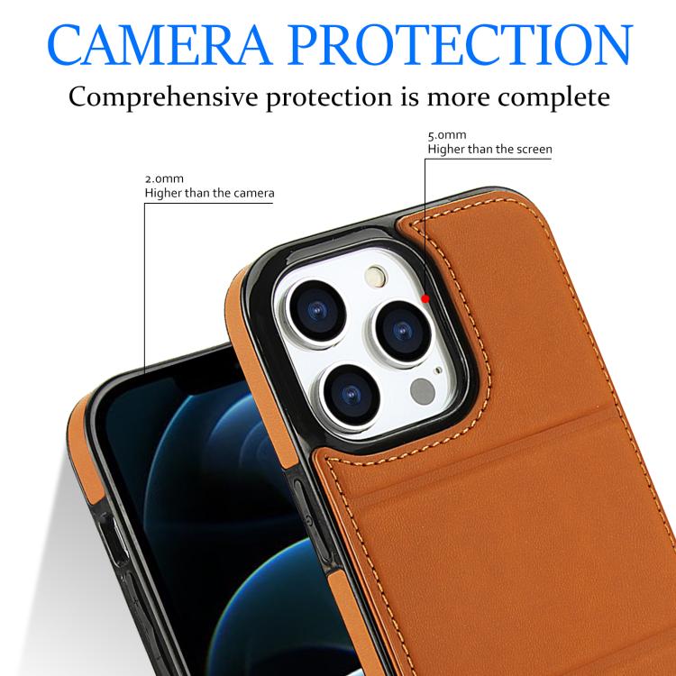For iPhone 12 Pro Tri-fold Holder Leather Phone Case with Card Slot