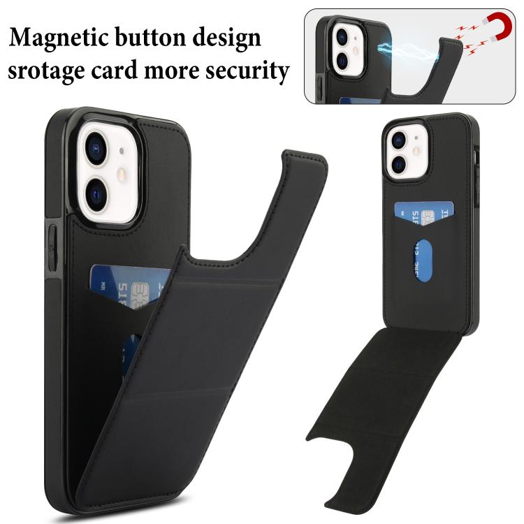 For iPhone 12 Tri-fold Holder Leather Phone Case with Card Slot