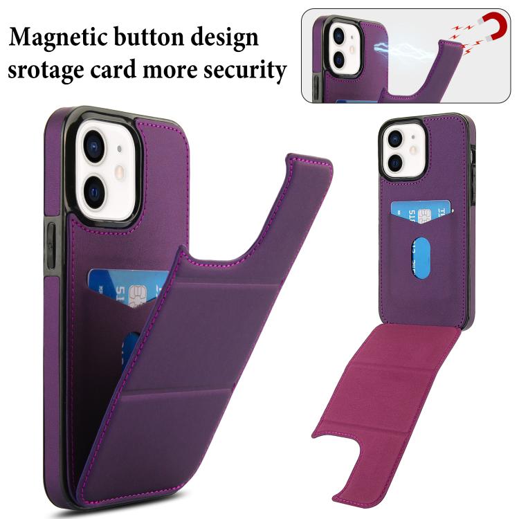 For iPhone 12 Tri-fold Holder Leather Phone Case with Card Slot