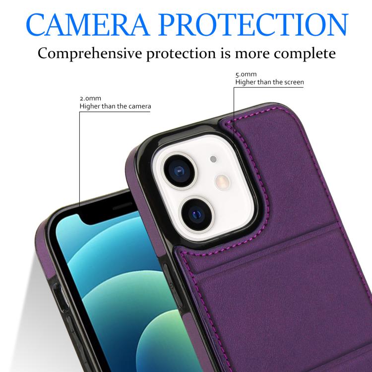 For iPhone 12 Tri-fold Holder Leather Phone Case with Card Slot