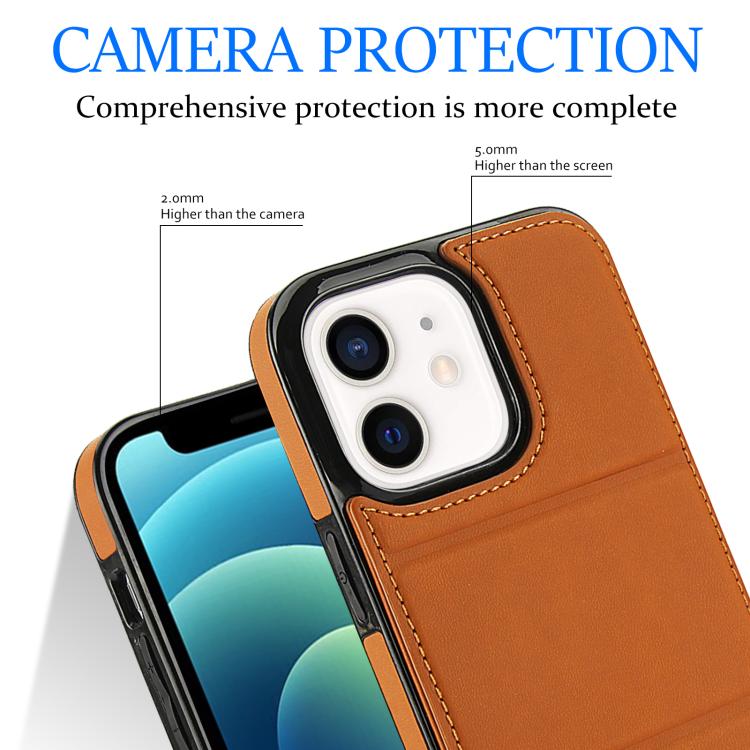For iPhone 12 Tri-fold Holder Leather Phone Case with Card Slot