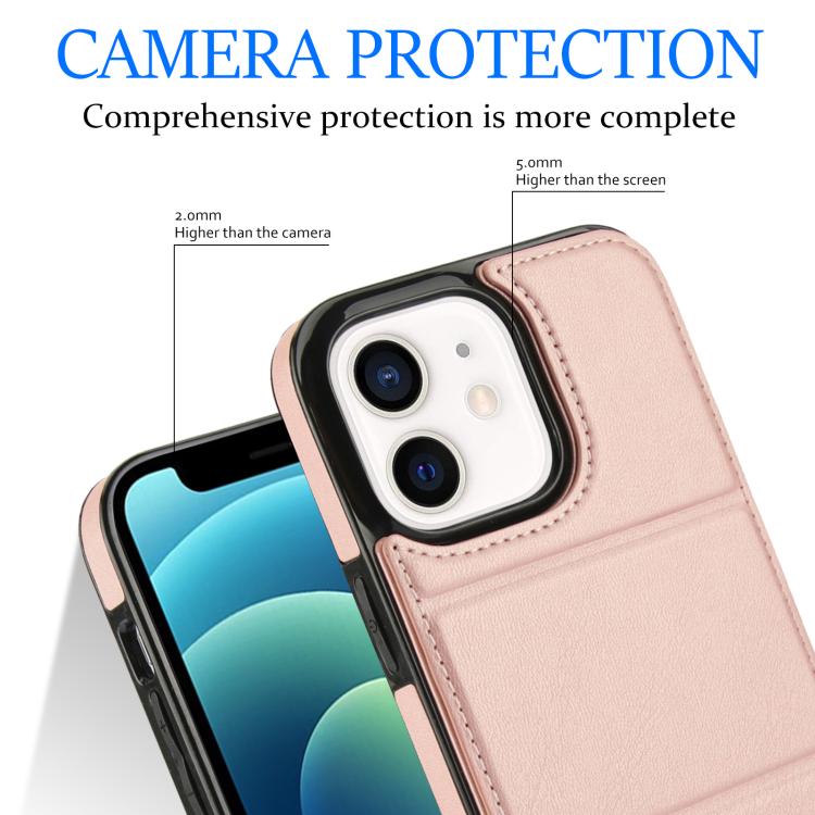 For iPhone 12 mini Tri-fold Holder Leather Phone Case with Card Slot