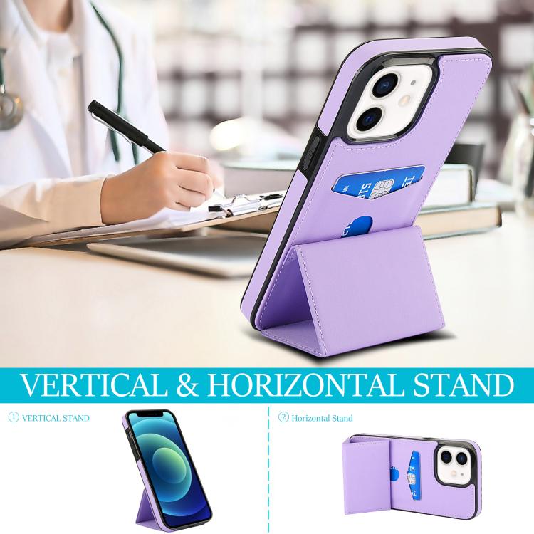 For iPhone 12 mini Tri-fold Holder Leather Phone Case with Card Slot