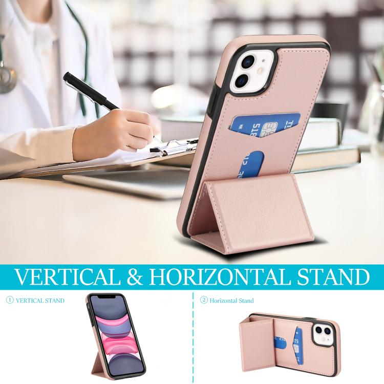 For iPhone 11 Tri-fold Holder Leather Phone Case with Card Slot