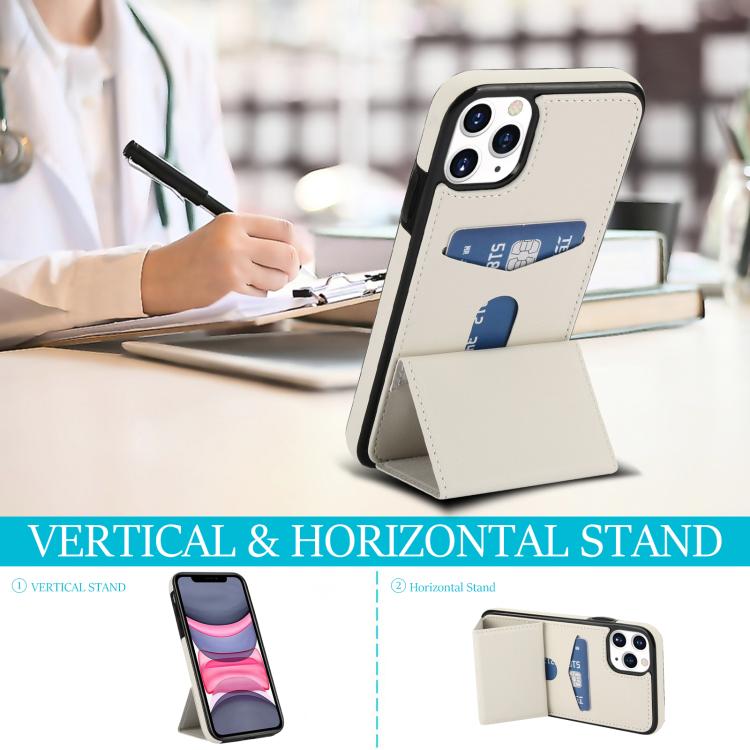 For iPhone 11 Pro Tri-fold Holder Leather Phone Case with Card Slot