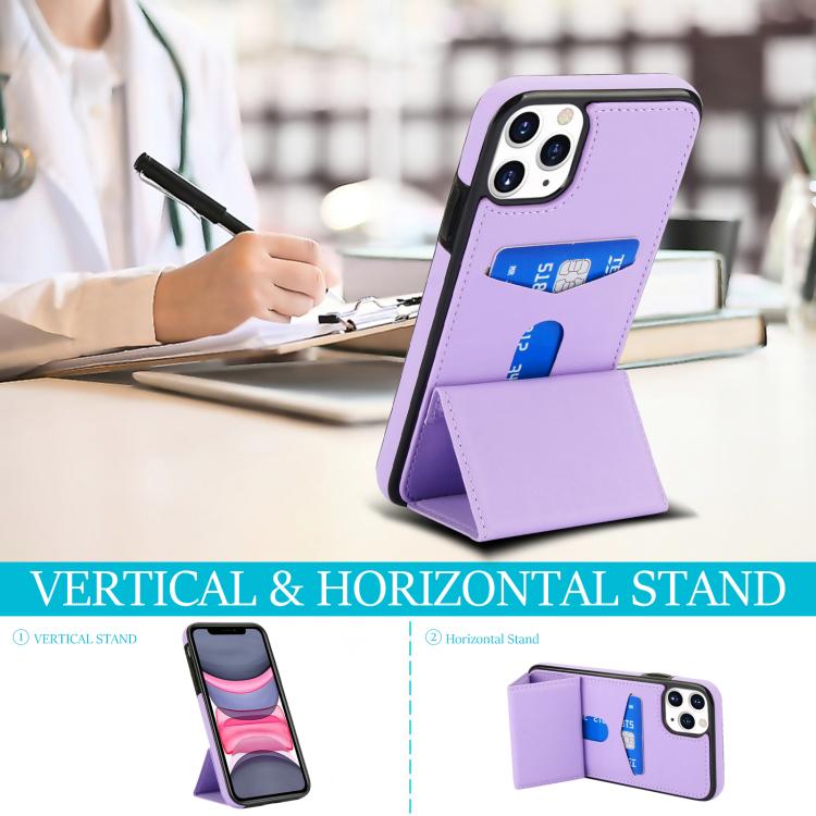 For iPhone 11 Pro Tri-fold Holder Leather Phone Case with Card Slot