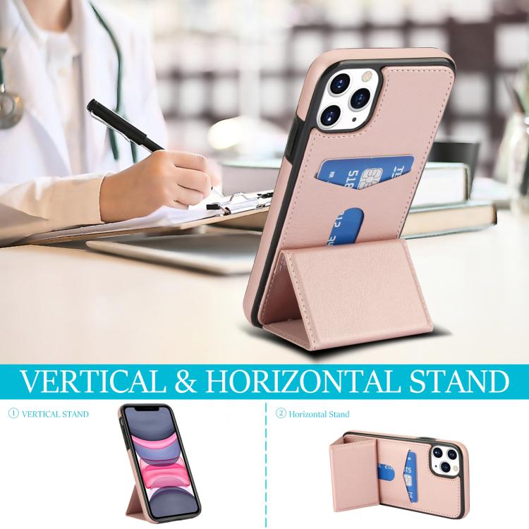 For iPhone 11 Pro Max Tri-fold Holder Leather Phone Case with Card Slot
