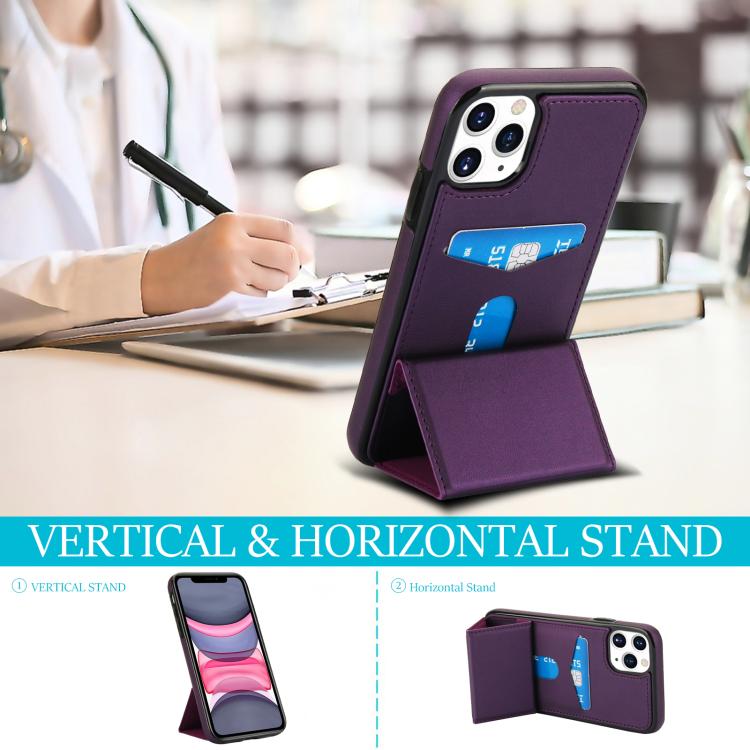 For iPhone 11 Pro Max Tri-fold Holder Leather Phone Case with Card Slot
