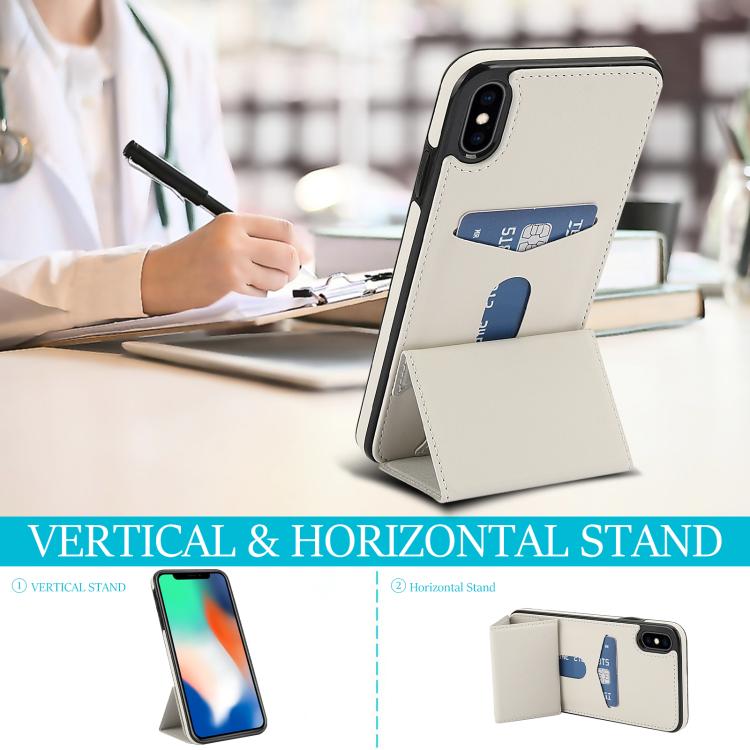 For iPhone XS / X Tri-fold Holder Leather Phone Case with Card Slot