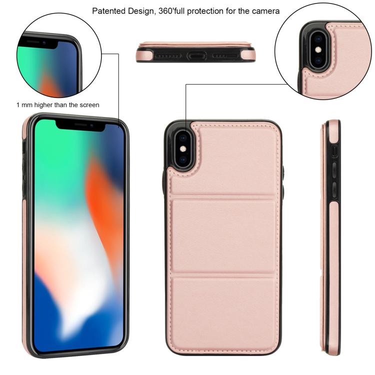 For iPhone XS / X Tri-fold Holder Leather Phone Case with Card Slot