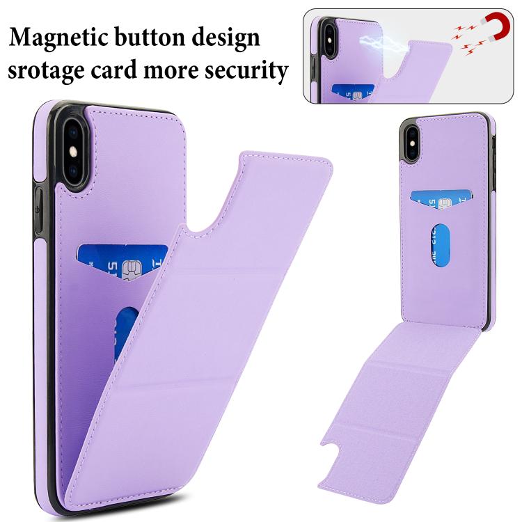 For iPhone XS / X Tri-fold Holder Leather Phone Case with Card Slot