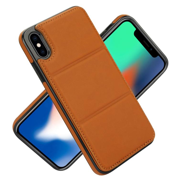 For iPhone XS / X Tri-fold Holder Leather Phone Case with Card Slot