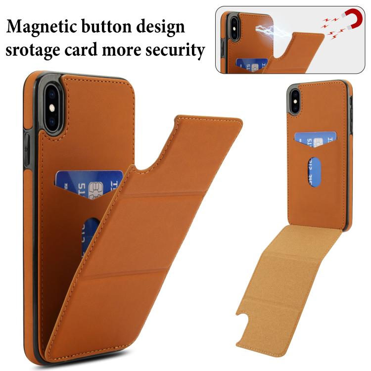 For iPhone XS / X Tri-fold Holder Leather Phone Case with Card Slot