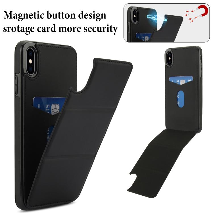 For iPhone XS Max Tri-fold Holder Leather Phone Case with Card Slot