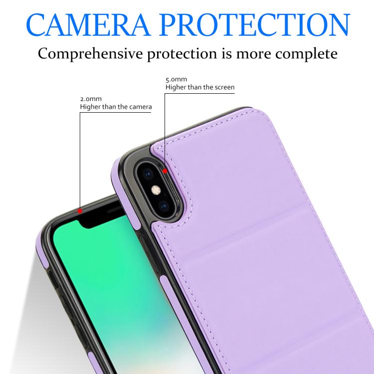 For iPhone XS Max Tri-fold Holder Leather Phone Case with Card Slot