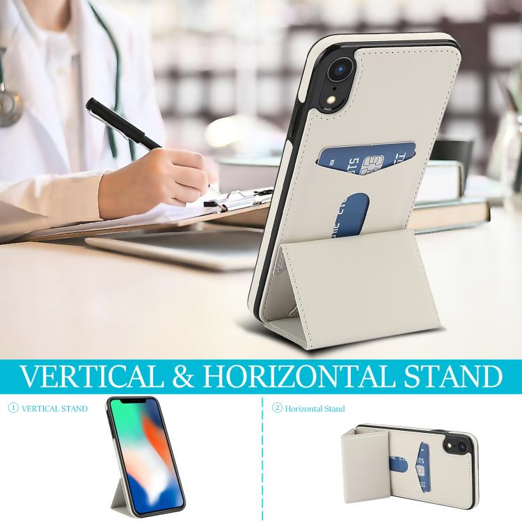 For iPhone XR Tri-fold Holder Leather Phone Case with Card Slot
