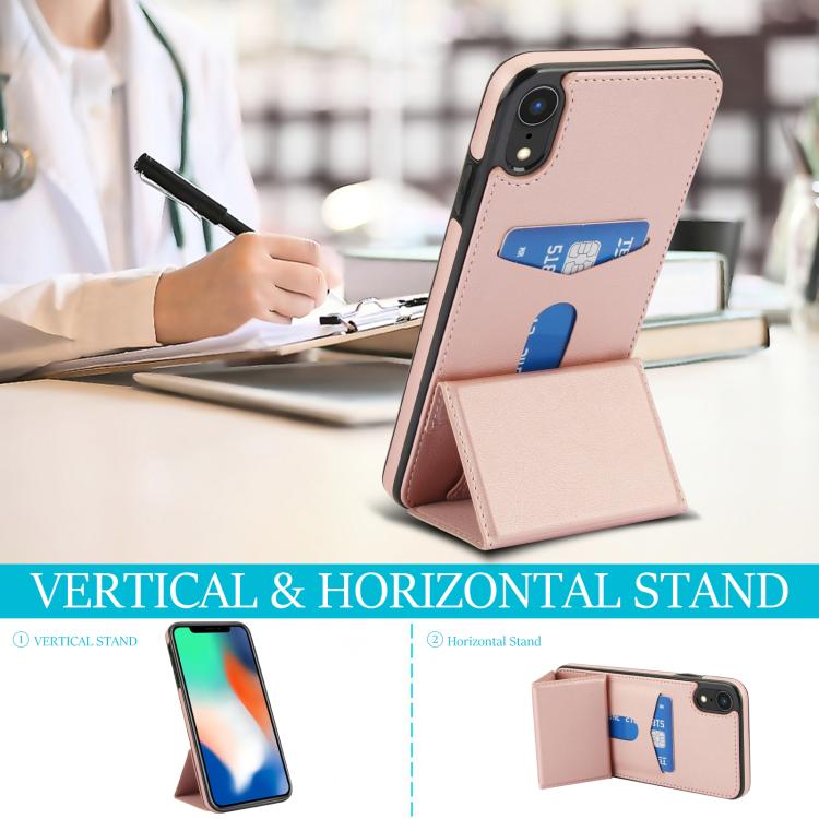For iPhone XR Tri-fold Holder Leather Phone Case with Card Slot