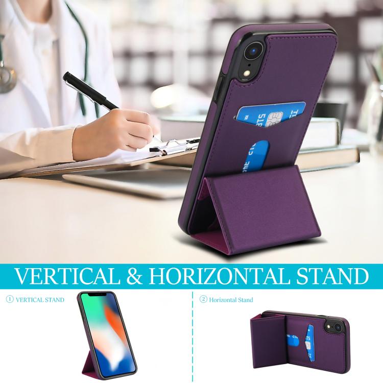 For iPhone XR Tri-fold Holder Leather Phone Case with Card Slot