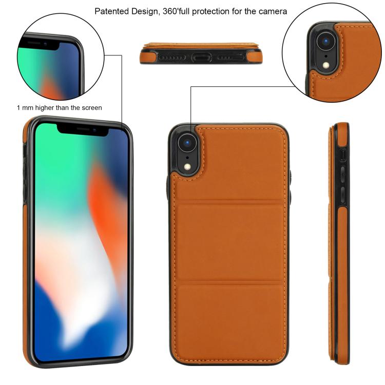 For iPhone XR Tri-fold Holder Leather Phone Case with Card Slot